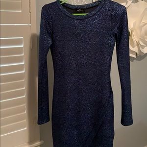 Long sleeve, shimmery/sparkly deep navy/blue